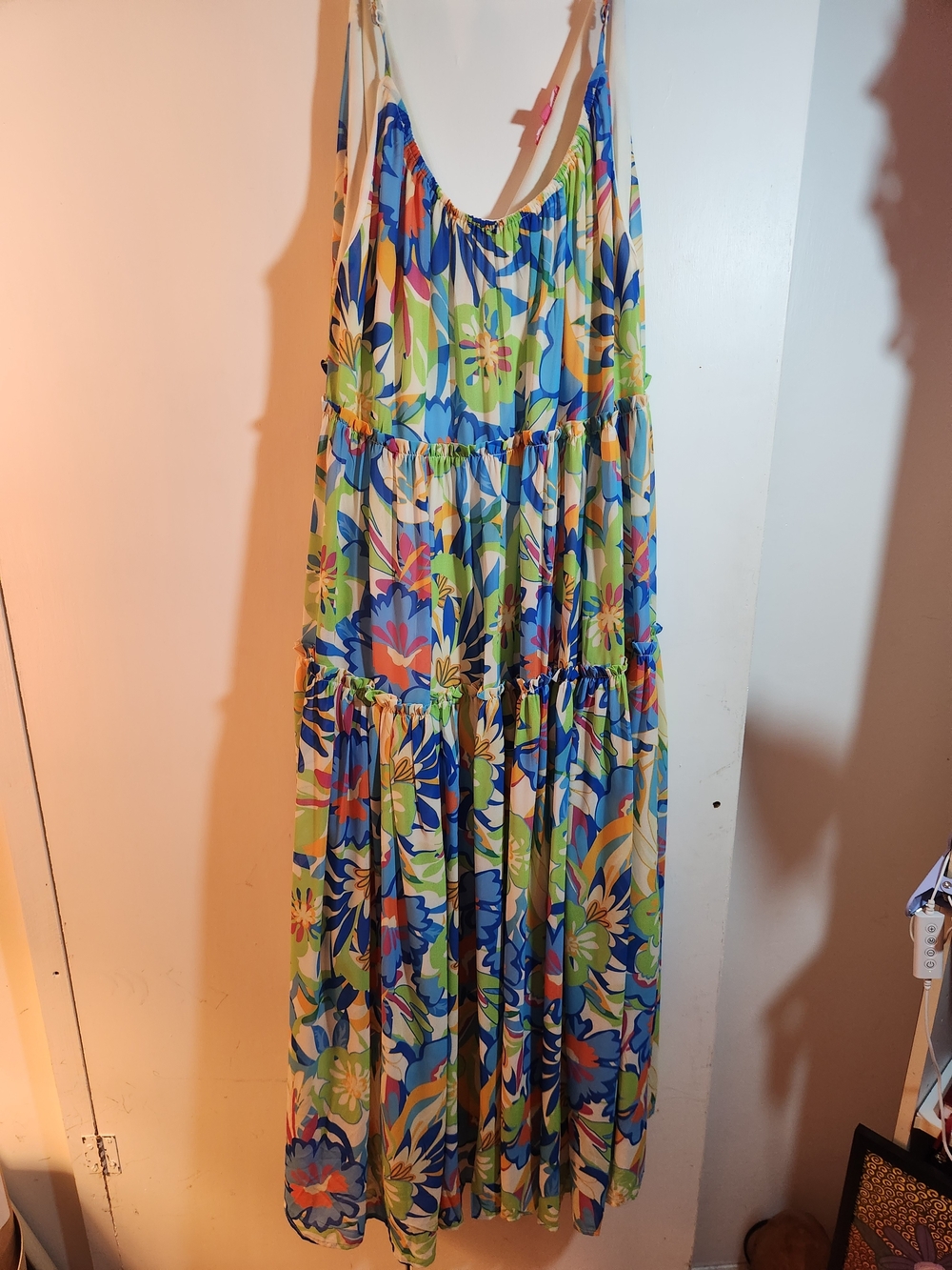 Flying Tomato Blue & Green Floral Tiered Maxi Dress